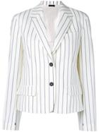 Jil Sander - Striped Blazer - Women - Cotton - 34, Blue, Cotton