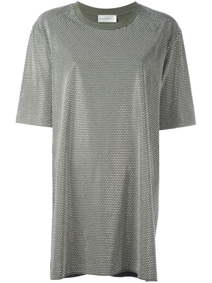 Faith Connexion Studded T-shirt, Women's, Size: Xs, Green, Cotton/aluminium