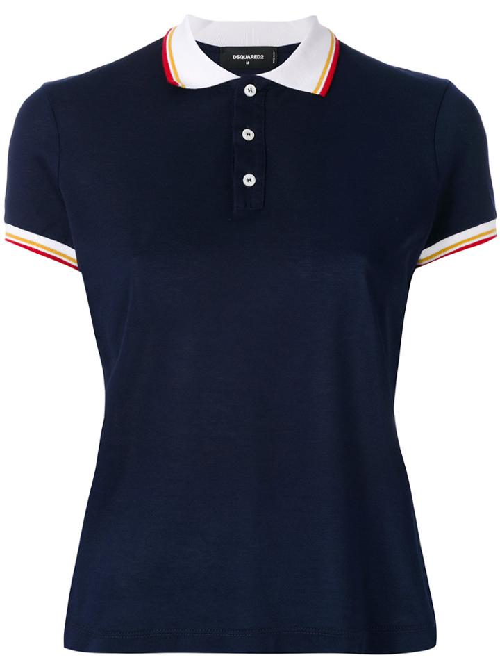 Dsquared2 Contrast Collar Polo Top - Blue