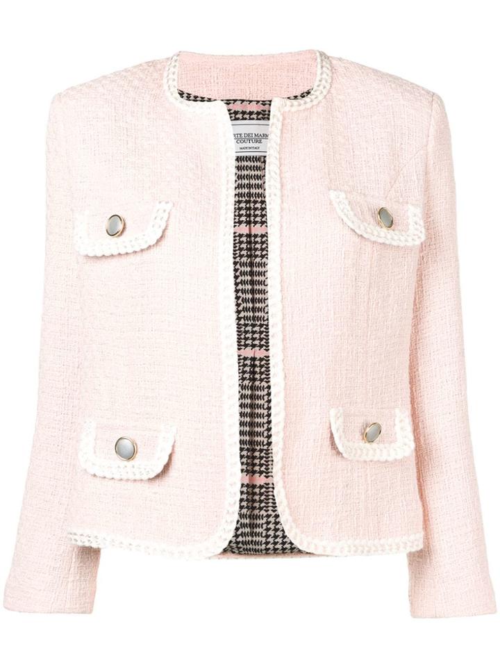 Forte Dei Marmi Couture Contrast Trim Tweed Jacket - Pink