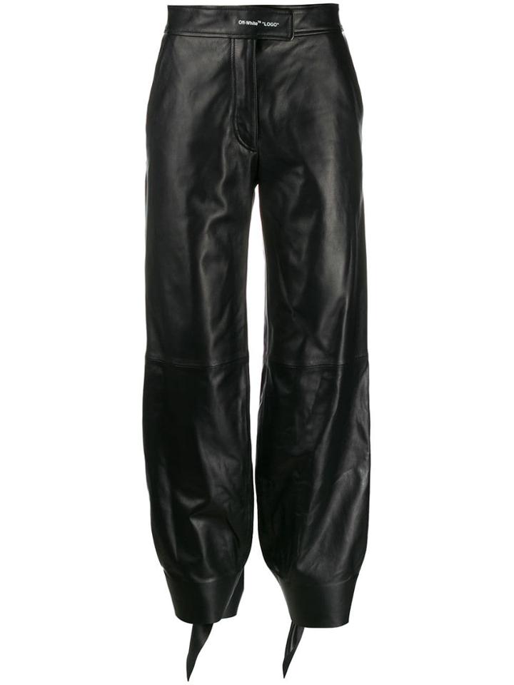 Off-white Ankle Tie Leather Trousers - Black