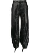 Off-white Ankle Tie Leather Trousers - Black