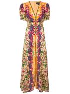 Saloni V-neck Floral Dress - Orange