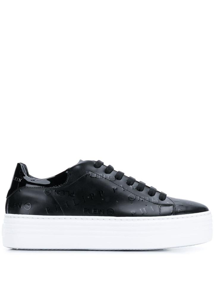 Philipp Plein Logo Print Platform Sneakers - Black