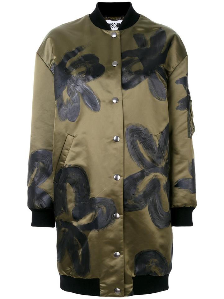 Moschino - Floral Painted Coat - Women - Polyamide/viscose/wool - 40, Green, Polyamide/viscose/wool