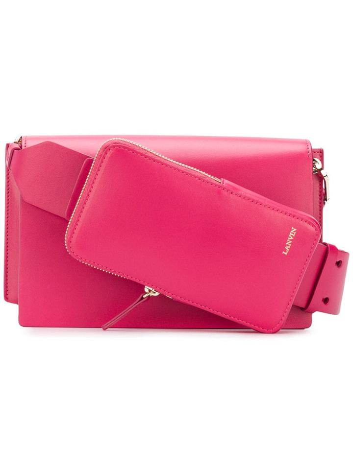 Lanvin Logo Embossed Crossbody Bag - Pink & Purple