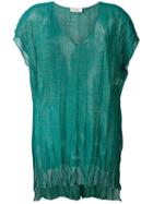 Jucca - V-neck T-shirt - Women - Polyester/viscose - Xs, Green, Polyester/viscose