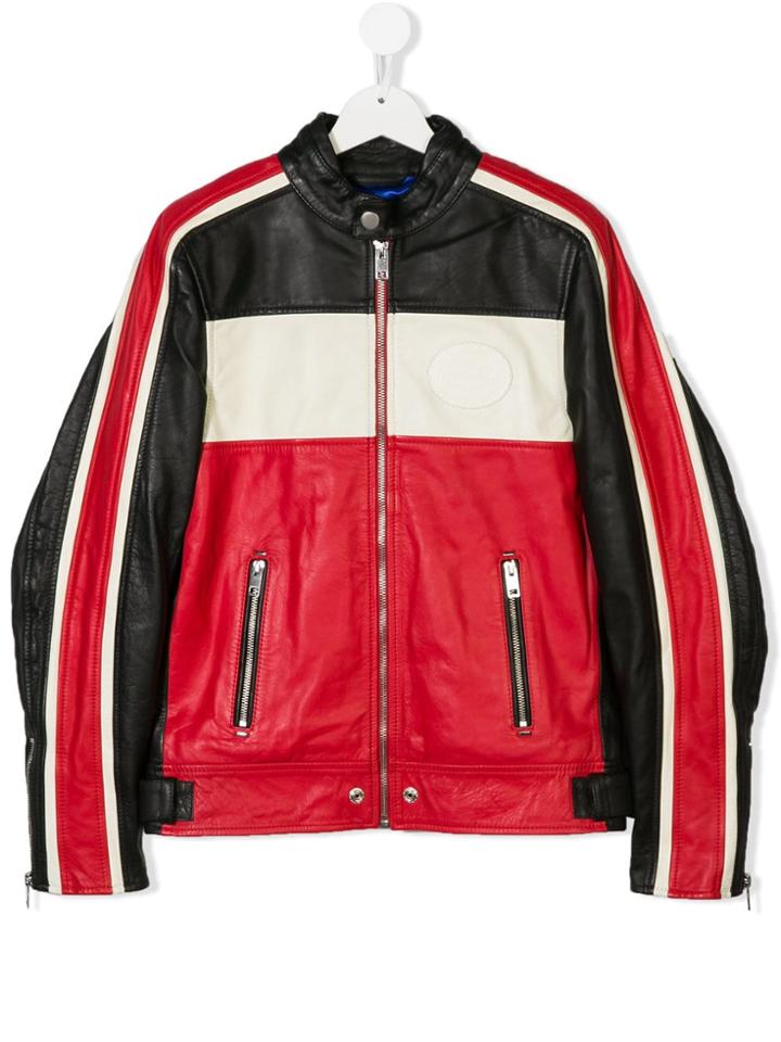Diesel Kids Teen Colour-block Leather Jacket - Black
