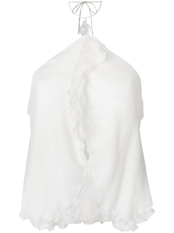 Giorgio Armani Vintage Draped Halterneck Blouse - White