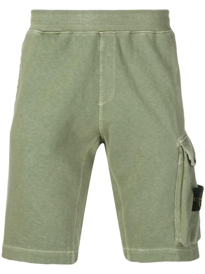 Stone Island Logo Patch Track Shorts - Green