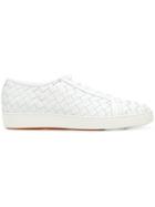 Santoni Woven Lace-up Sneakers - White