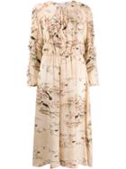 Red Valentino Red(v) Floral And Bird Print Dress - Neutrals