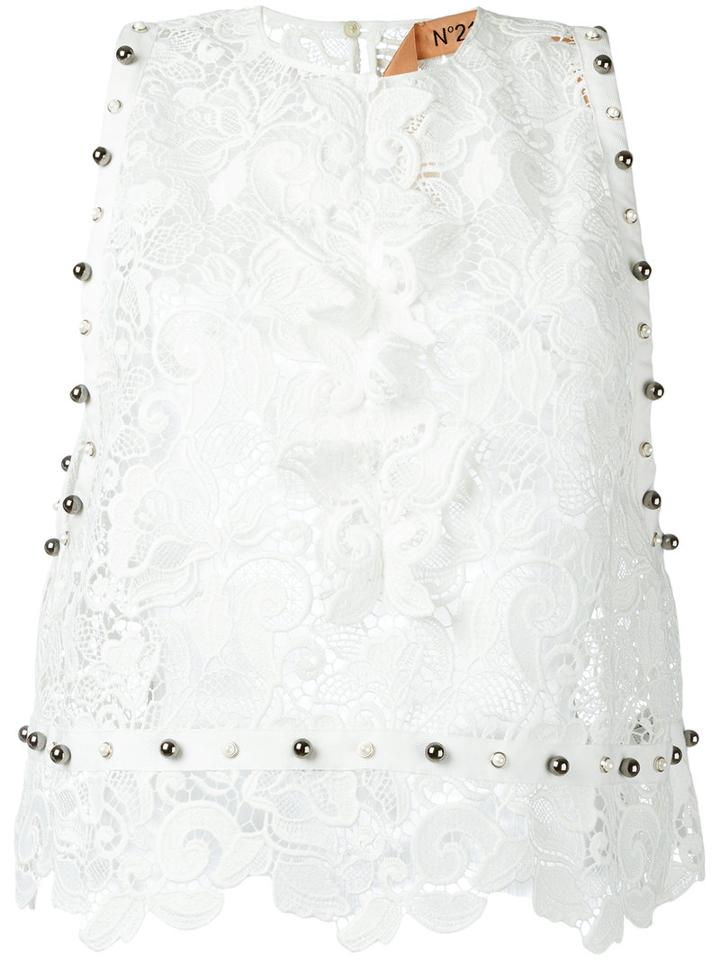 No21 Lace Blouse, Women's, Size: 44, White, Polyester/metal