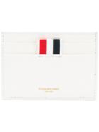 Thom Browne Single Card Holder With Tennis Racket Intarsia In Pebble