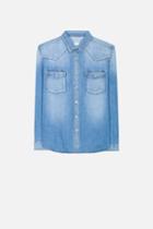 Ami Alexandre Mattiussi Western Shirt, Men's, Size: Large, Blue, Cotton