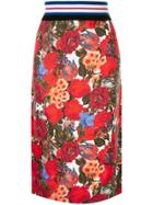 Marni Floral Print Midi Skirt - Red
