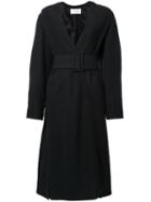 Lemaire Belted Single Breasted Coat, Women's, Size: 34, Black, Wool