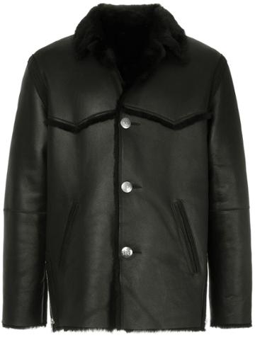 The Letters Shearling Jacket - Black