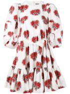 Alexander Mcqueen Floral Tiered Dress, Women's, Size: 40, White, Cotton
