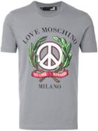 Love Moschino - Peace Print T-shirt - Men - Cotton/spandex/elastane - L, Grey, Cotton/spandex/elastane