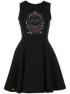Philipp Plein - Embellished Skull Flared Shift Dress - Women - Polyamide/polyester - S, Black, Polyamide/polyester
