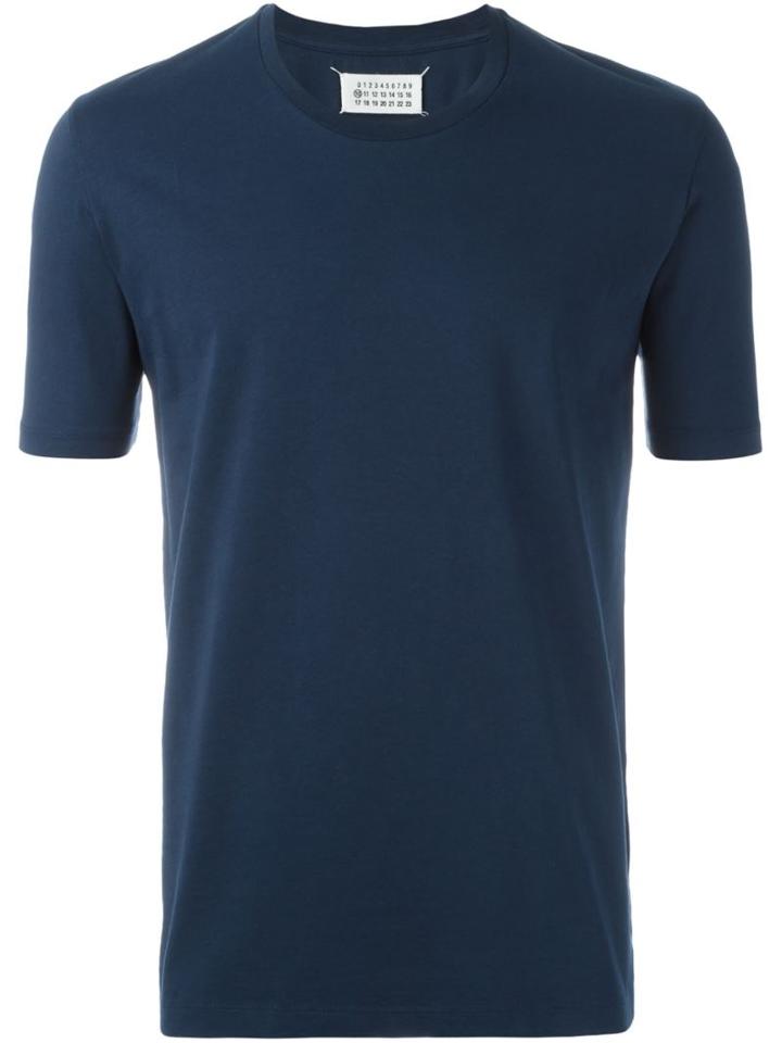 Maison Margiela Round Neck T-shirt, Men's, Size: 54, Blue, Cotton