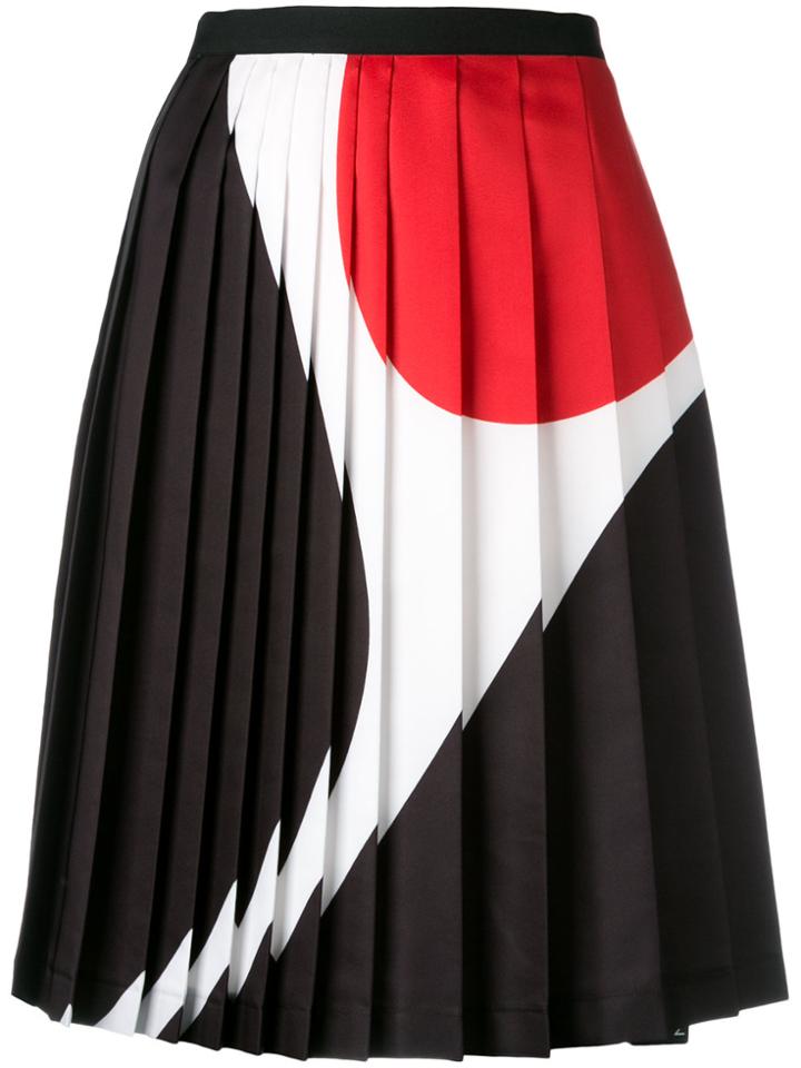 Neil Barrett Geometric Print Pleated Skirt - Black