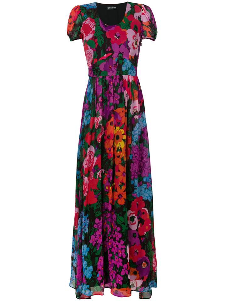Twin-set Floral Print Maxi Dress - Multicolour