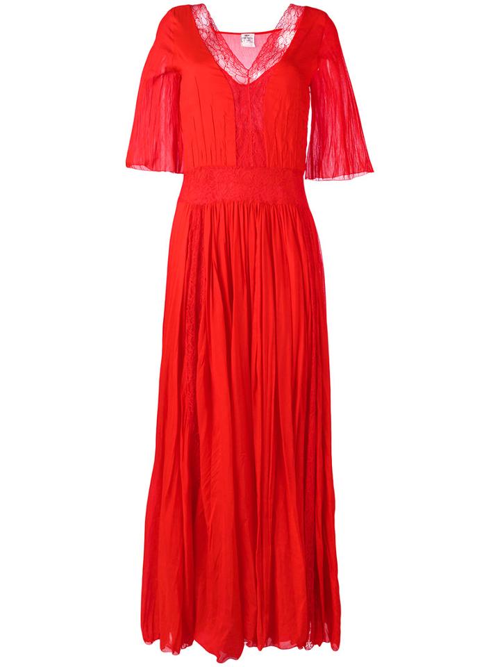 Forte Forte Lace Insert Dress, Women's, Size: I, Red, Cotton/silk