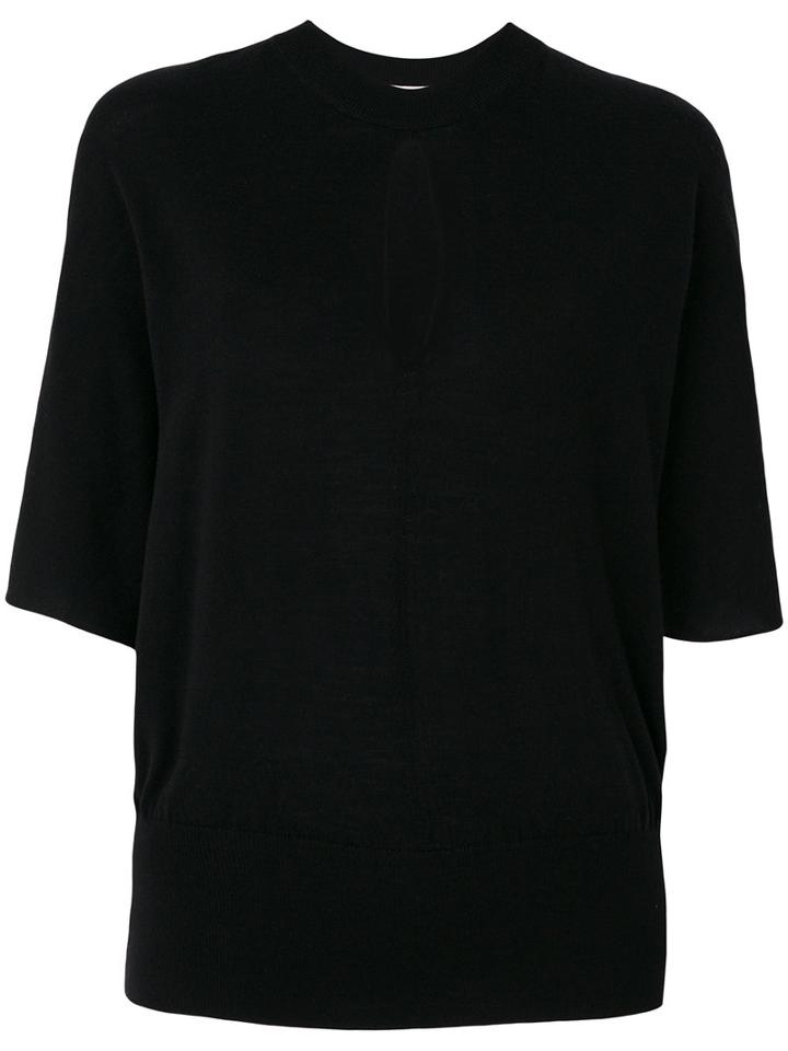 Lanvin - Slit Detail Knitted Top - Women - Spandex/elastane/wool - M, Black, Spandex/elastane/wool