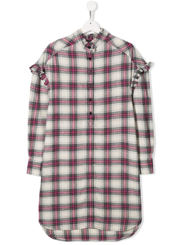 Zadig & Voltaire Kids Teen Checked Shirt Dress - White