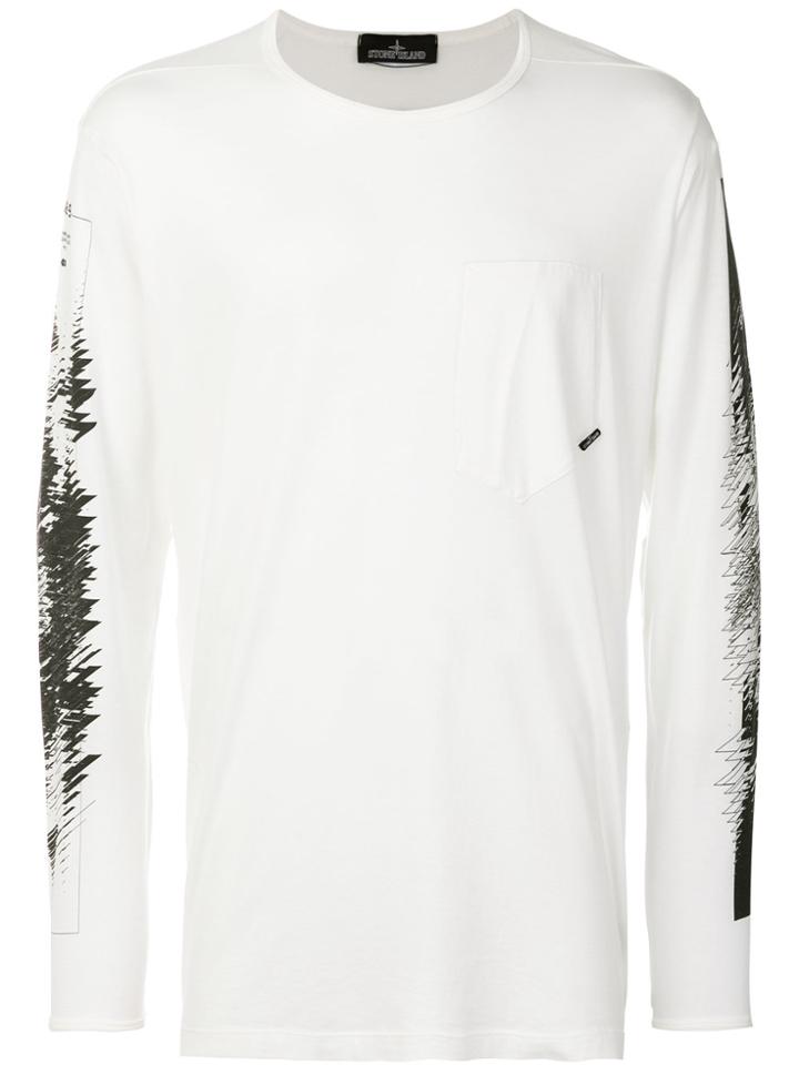 Stone Island Shadow Project Graphic Print Long Sleeve Top - White
