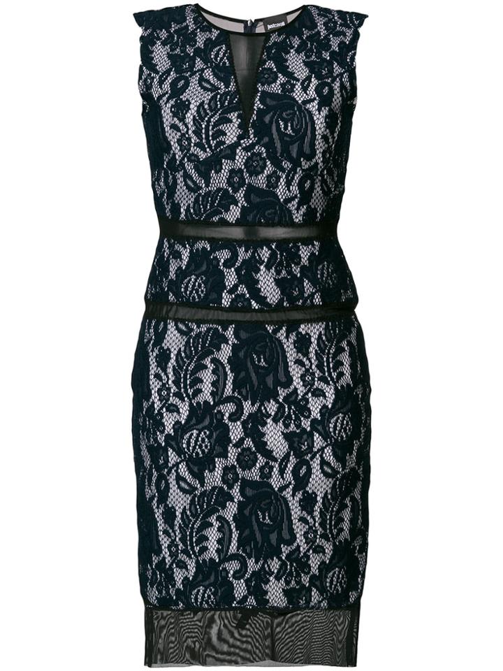 Just Cavalli Macramé Lace Fitted Dress - Blue