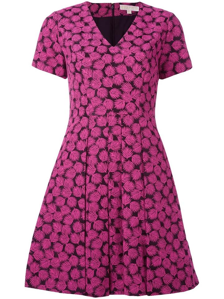 Michael Michael Kors Pleated Printed Dress - Black