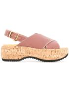 Marni Criss-cross Wedge Sandals - Pink & Purple