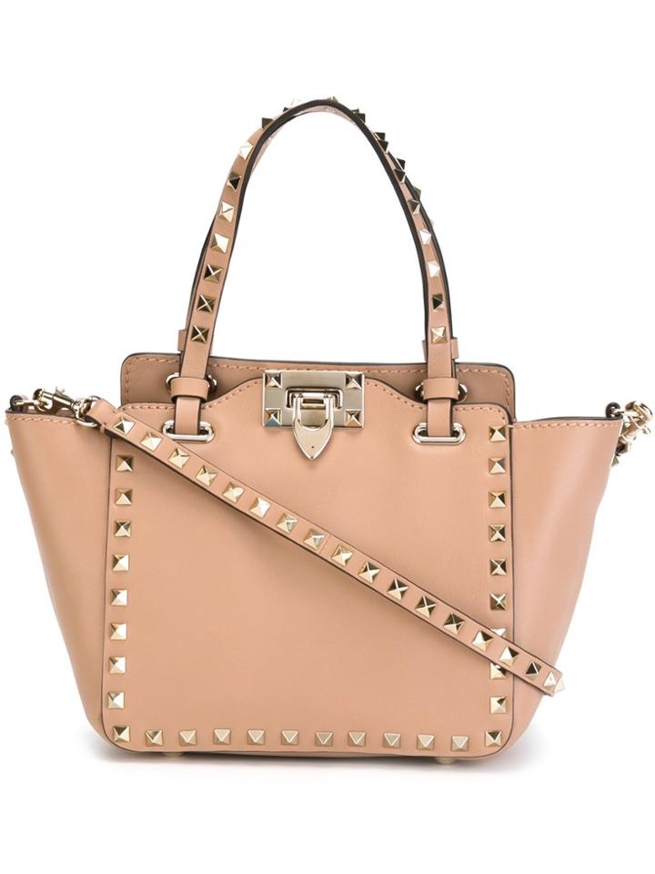 Valentino 'rockstud' Trapeze Tote - Nude & Neutrals