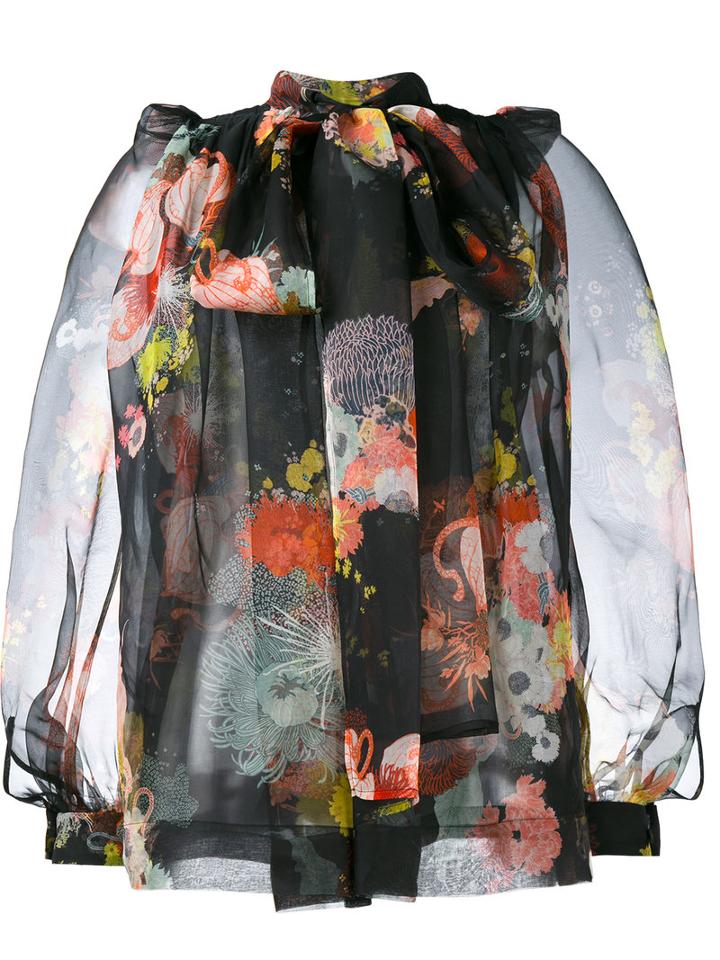 Dries Van Noten Coady Floral Print Blouse, Women's, Size: 40, Black, Silk