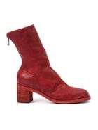 Guidi Rear Zip Ankle Boots - Red