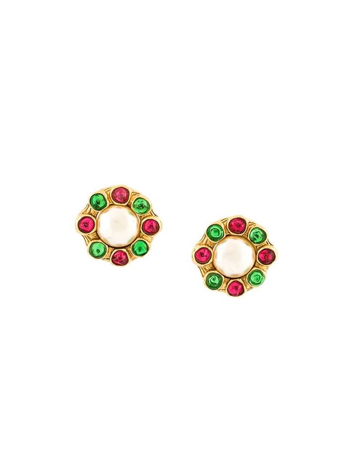 Chanel Vintage Gripoix Faux Pearl Clip-on Earrings