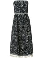 Sea Leopard Print Strapless Dress, Women's, Size: 4, Black, Linen/flax/viscose/polyester