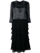 Comme Des Garçons Vintage Three-quarter Sleeves Layered Dress - Black