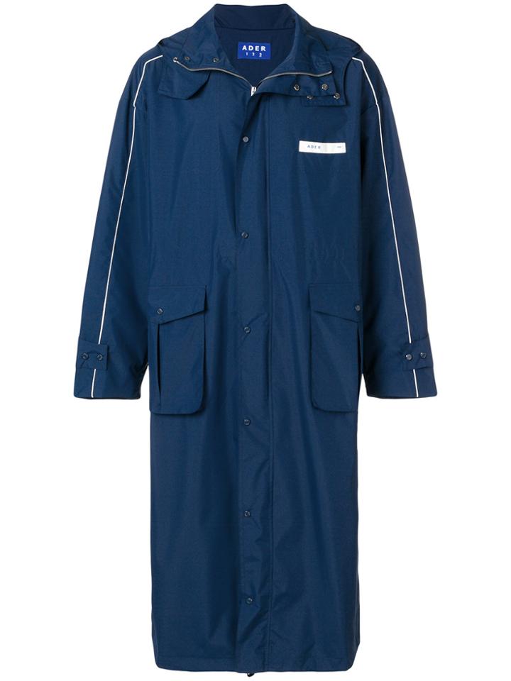 Ader Error Long Hooded Trench Coat - Blue