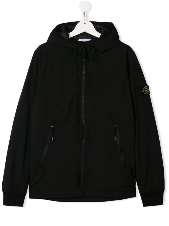 Stone Island Junior Logo Zipped Hoody - Black