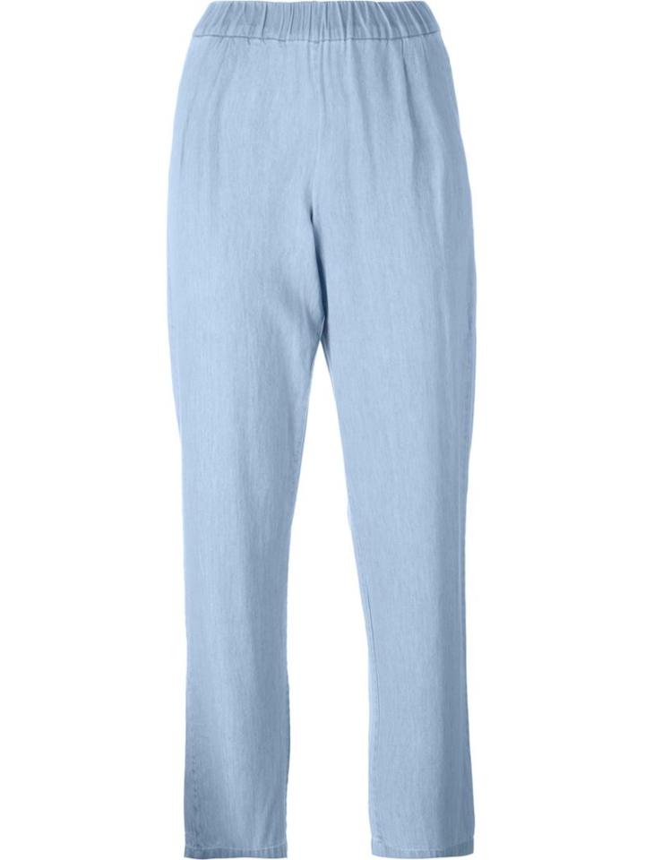 Equipment Cropped Chambray Trousers, Women's, Size: S, Blue, Cotton