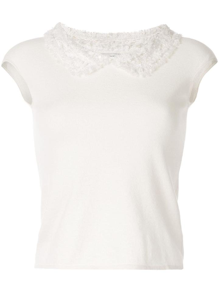 Chanel Pre-owned Textured Collar Top - White