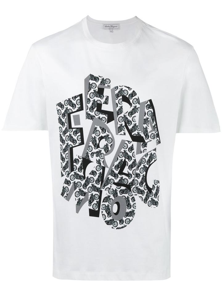 Letter Print T-shirt - Men - Cotton - M, White, Cotton, Salvatore Ferragamo