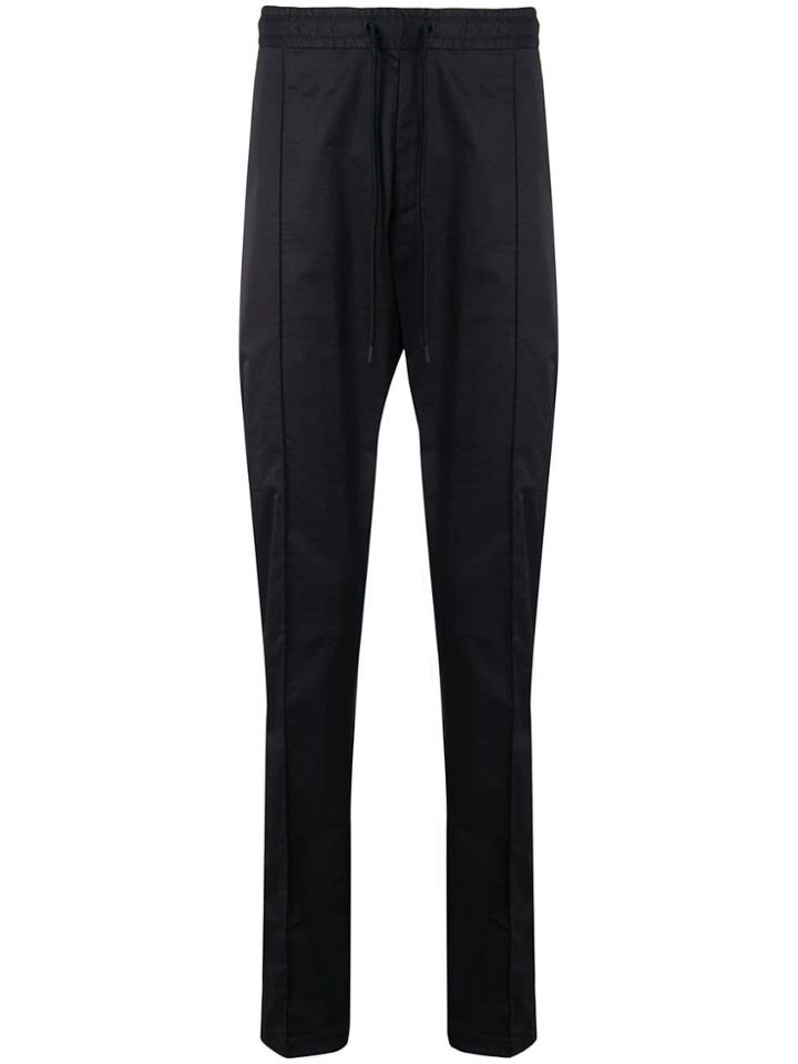 Emporio Armani Drawstring Straight Leg Trousers - Black