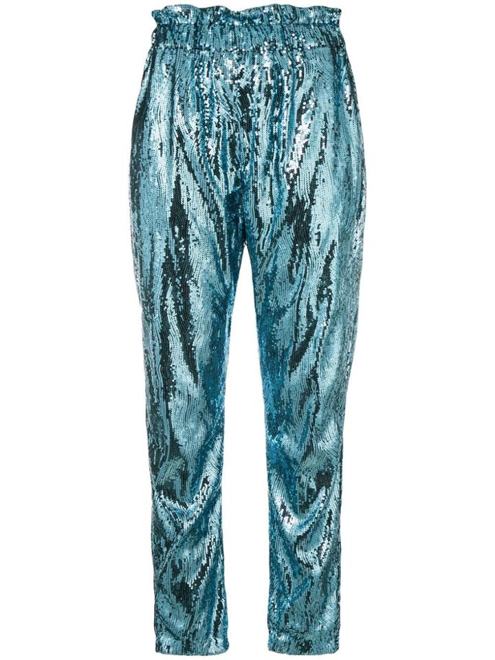 Amen High-waisted Sequin Trousers - Blue