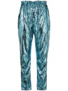 Amen High-waisted Sequin Trousers - Blue