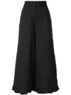 L'autre Chose Wide Leg Cropped Trousers - Black